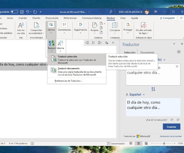 Usa el traductor de Word para tus documentos