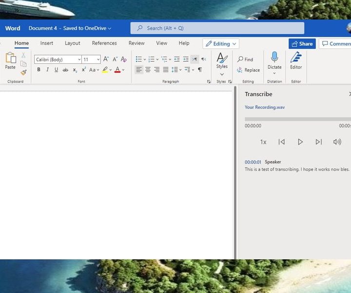 Transcribe una entrevista en Word