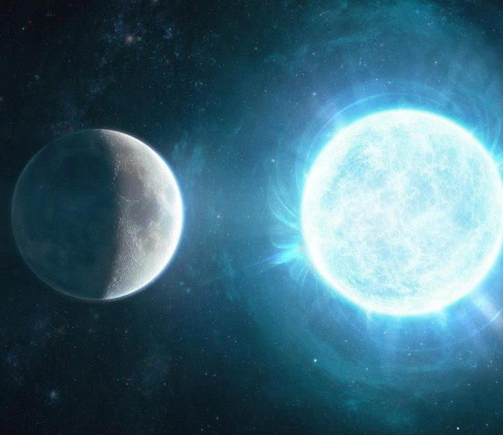 Enana blanca en comparación con la Luna