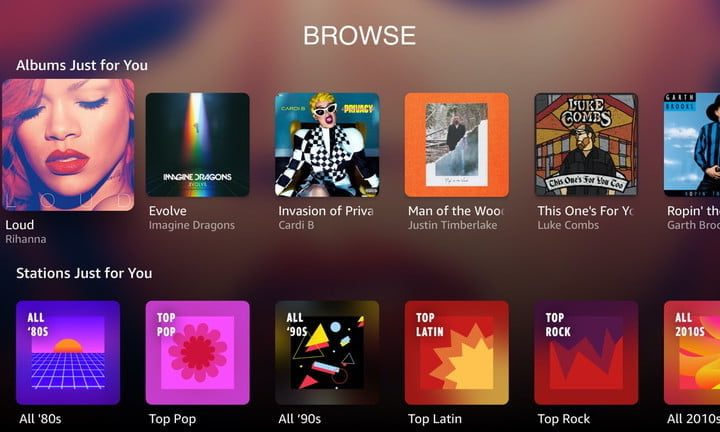 Explorador de Amazon Music con varias portadas