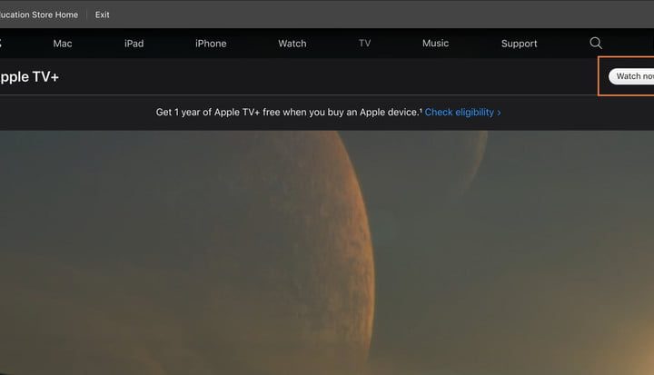 Pagina web de Apple TV+ para suscripción