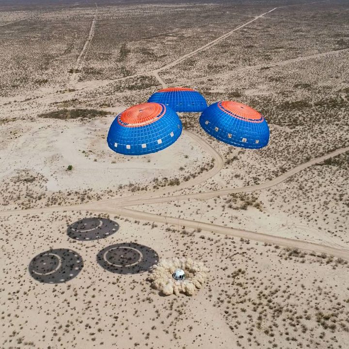 Una imagen de la cápsula New Shepard de Blue Origin