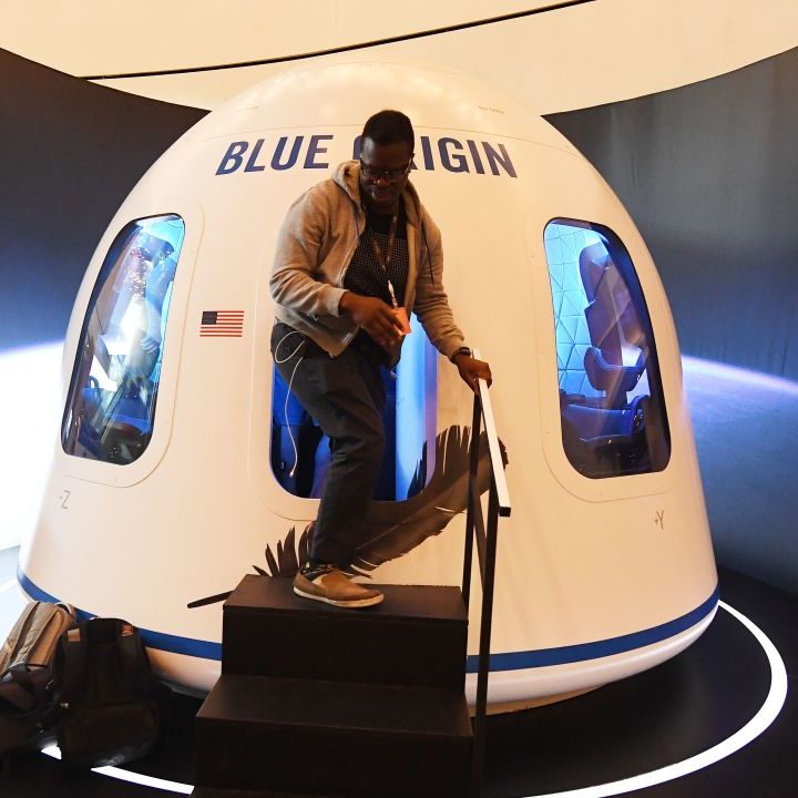 Una imagen de la cápsula New Shepard de Blue Origin