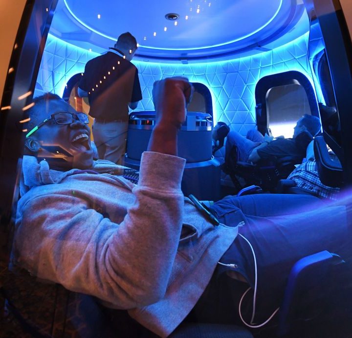 Una imagen de la cápsula New Shepard de Blue Origin