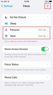 Imagen que muestra cómo crear un nuevo modo de Enfoque.