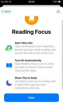 Imagen que muestra cómo crear un nuevo modo de Enfoque basado en lectura.