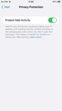 Opción para activar protección de correo