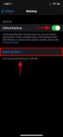 Opción de iCloud en iPhone