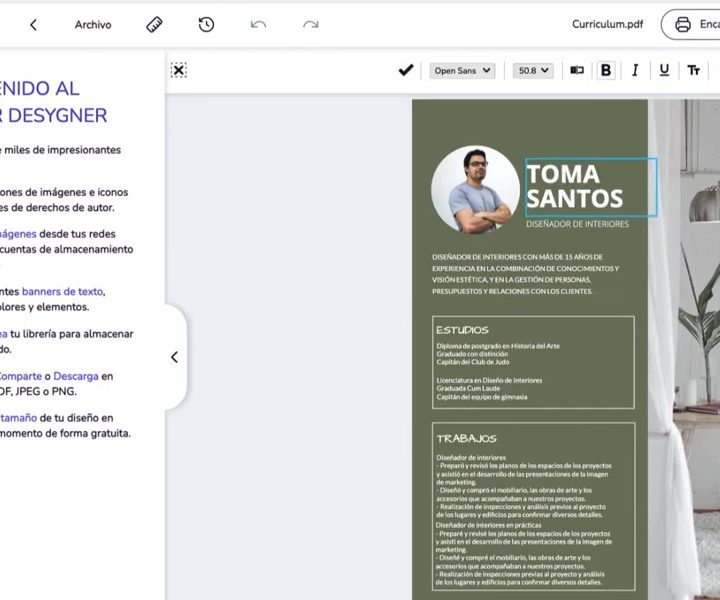 Desygner, edición de contenido en archivo PDF