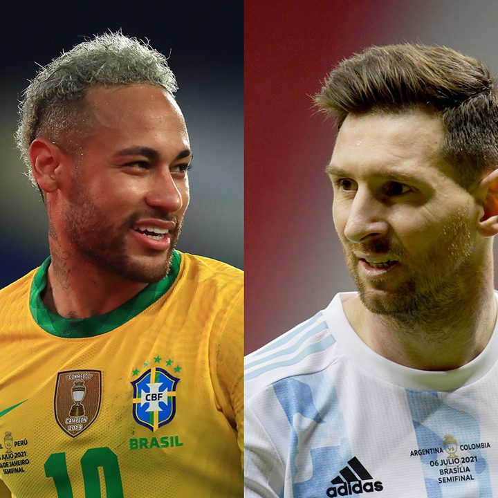 Neymar Jr. y Lionel Messi, excompañeros en el Barcelona FC, se verán las caras en la final de la Copa América 2021.