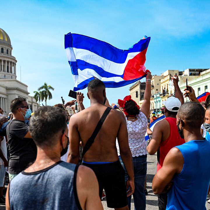 Protestas en Cuba frente al Capitolio de La Habana