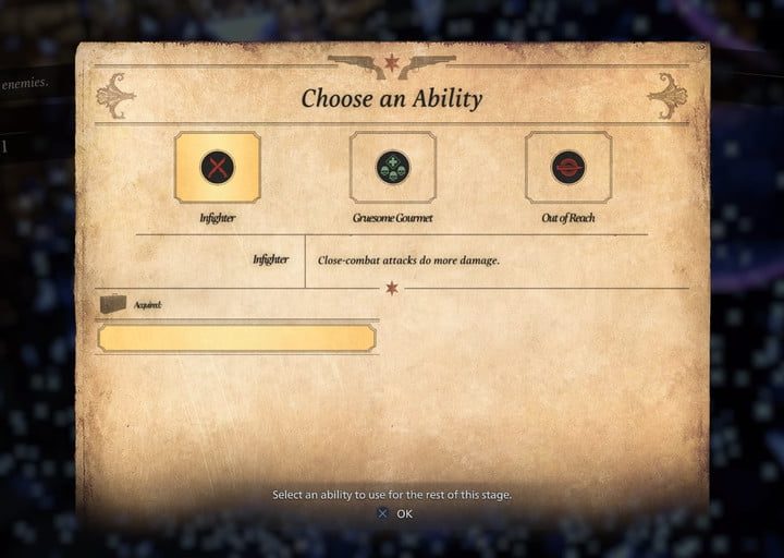 Opción para seleccionar habilidades