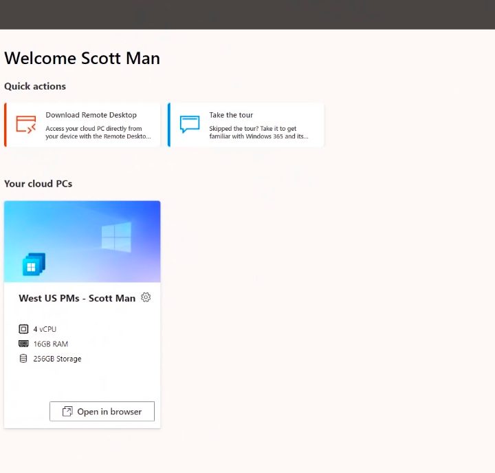 Así luce el inicio de sesión de Windows 365.