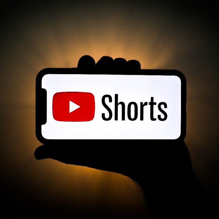 Una persona sostiene un teléfono con el logo de YouTube Shorts