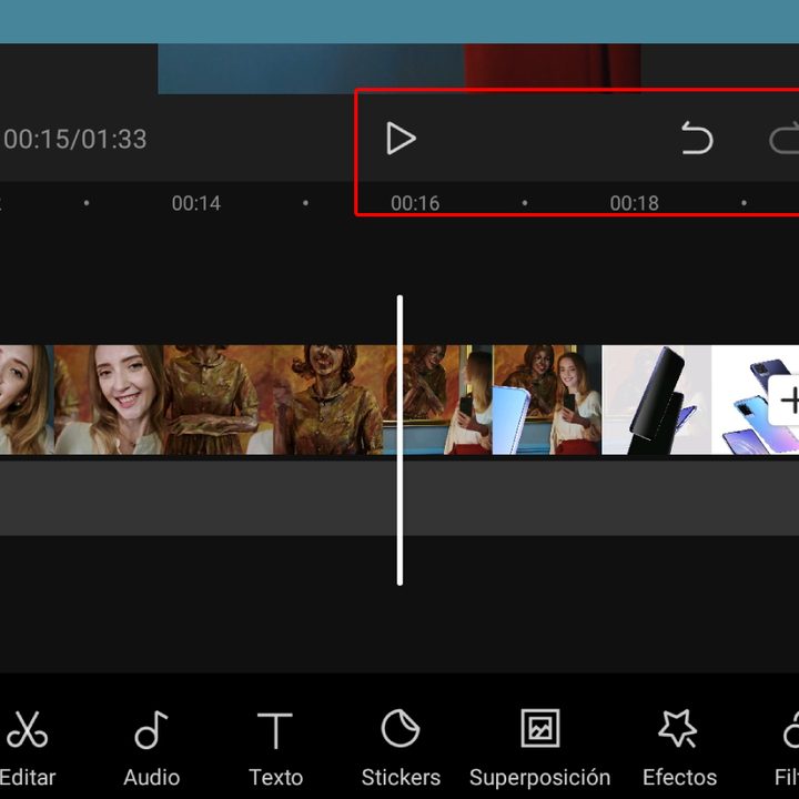 Pantalla de visualización de CapCut