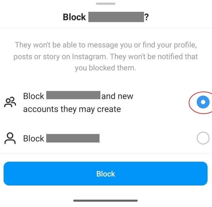Bloquear cuenta similares en Instagram