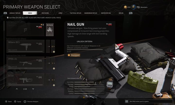 Desafío para desbloquear Nail Gun en Warzone.