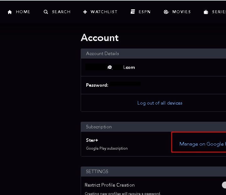 Un ejemplo de cómo cancelar una suscripción a Star Plus a través de una plataforma de terceros como Google Play.