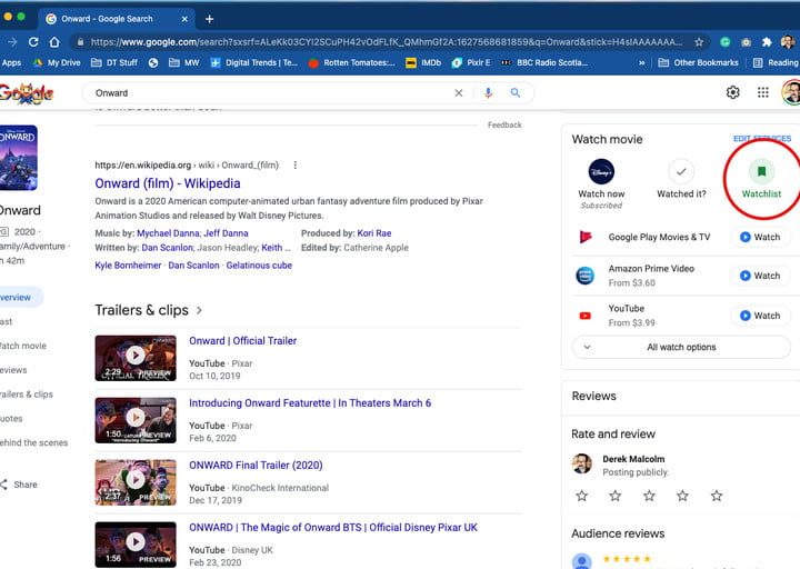 Lista de seguimiento de Google TV.