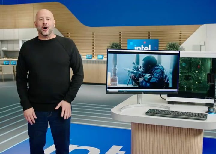 Bob Swan, ex director ejecutivo, en una presentación mostrando el futuro de Intel