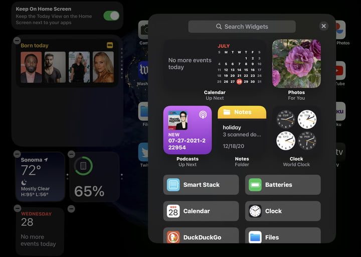 Widgets de iPadOS 14.