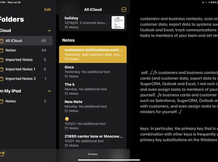 Barra lateral de la aplicación iPadOS 14.