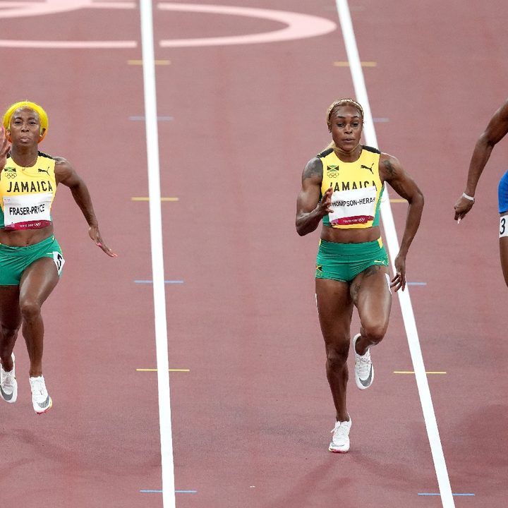 Las velocistas jamaicanas Shelly-Ann Fraser-Pryce y Elaine Thompson-Herah.