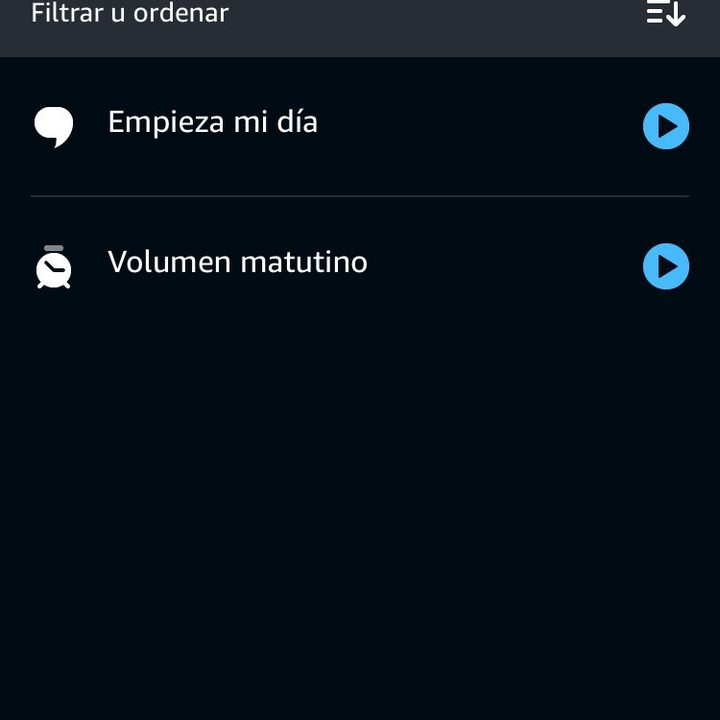 Menú de rutinas en app Alexa
