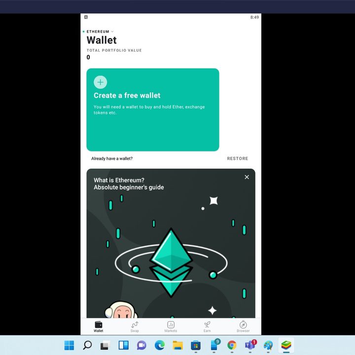 My Ehtereum Wallet en Windows 11 usando BlueStacks