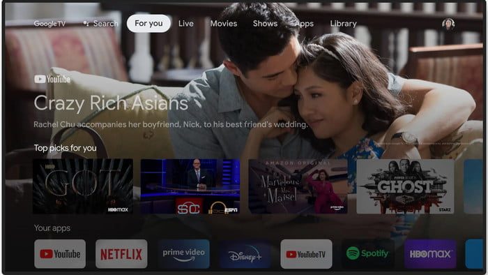 Pantalla de inicio de Google TV Google