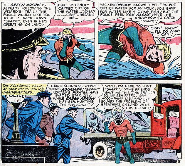 Acuaman enfrenta ladrones en una ciudad