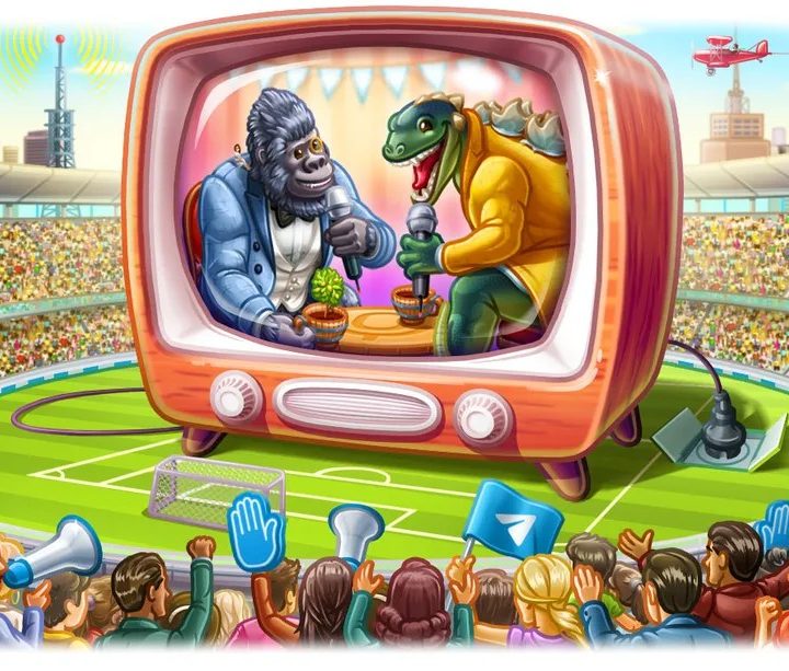La imagen muestra una caricatura de Telegram a propósito de sus transmisiones en directo.