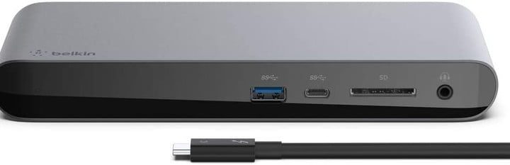 Estación de acoplamiento y cable del Belkin Thunderbolt 3 Pro.