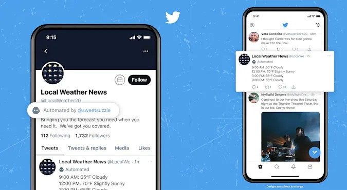 La imagen muestra una nueva etiqueta lanzada por Twitter para identificar a los bots buenos.