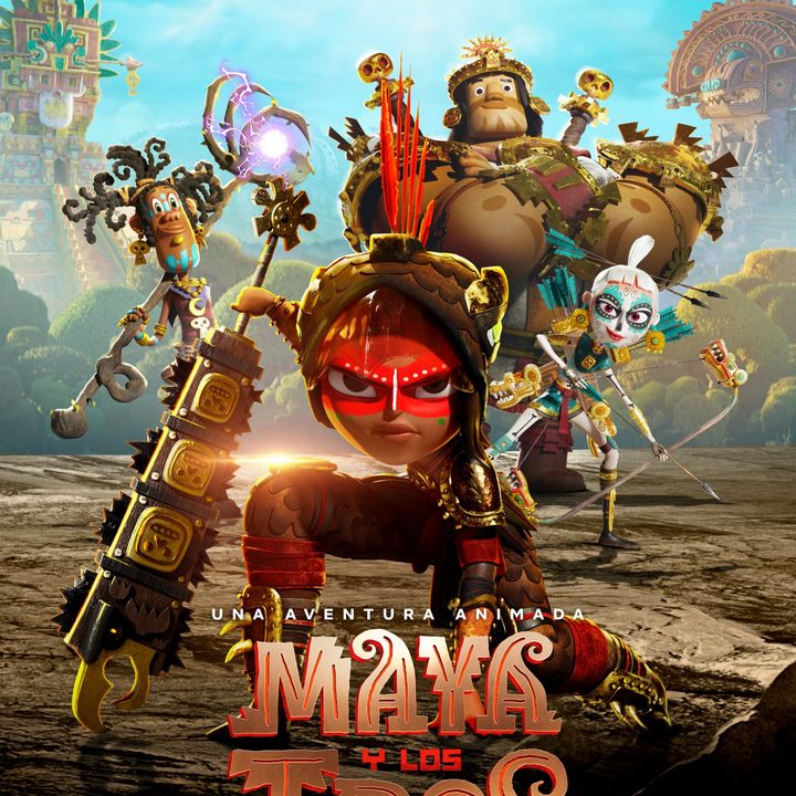La imagen muestra el afiche de la serie Maya y los tres de Netflix.