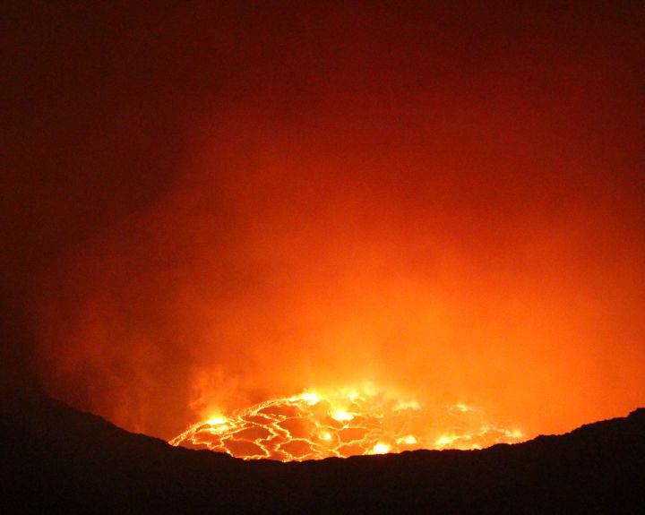 El cráter del volcán Nyirago, en la República Democrática del Congongo