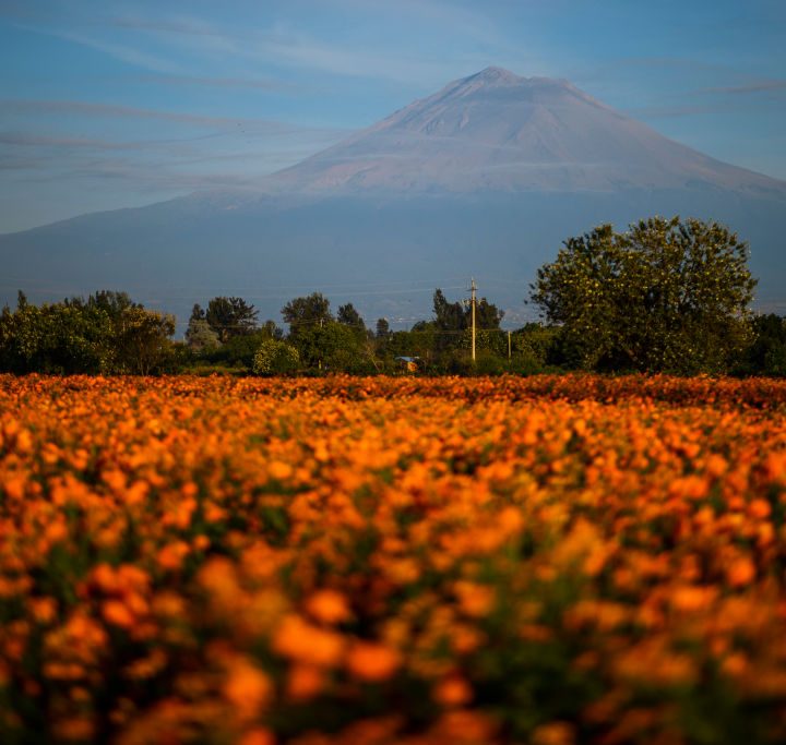 El imponente volcán Popocatépetl