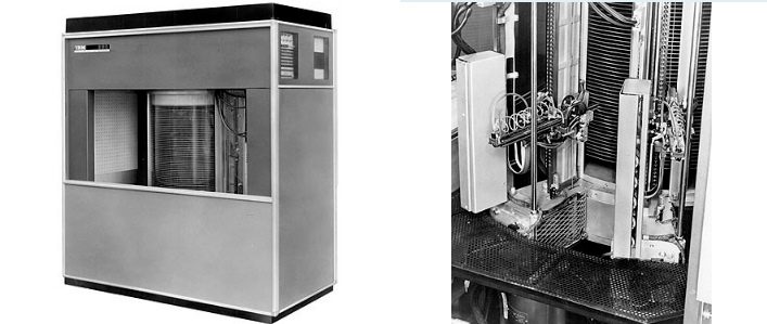 El IBM 350 y el mecanismo de brazos duales.