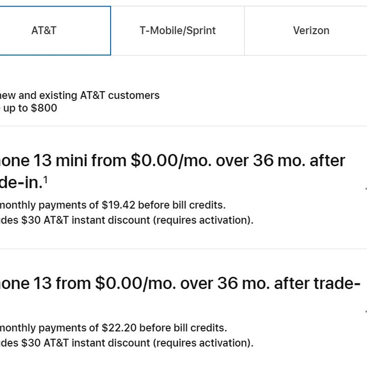 Las ofertas de intercambio del iPhone 13 y iPhone 13 mini en AT&T