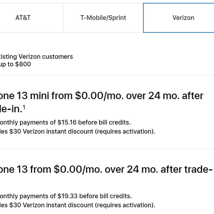 Las ofertas de intercambio por el iPhone 13 de Verizon