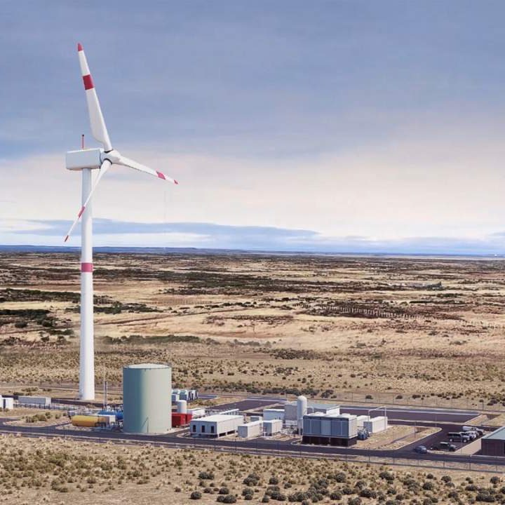 La imagen muestra la planta de e-fuels que se levantará en Punta Arenas.