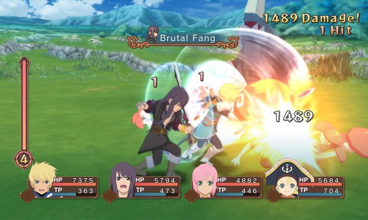 Luchando contra un monstruo en un campo.