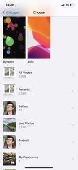 Elige Live Photos como fondo de pantalla