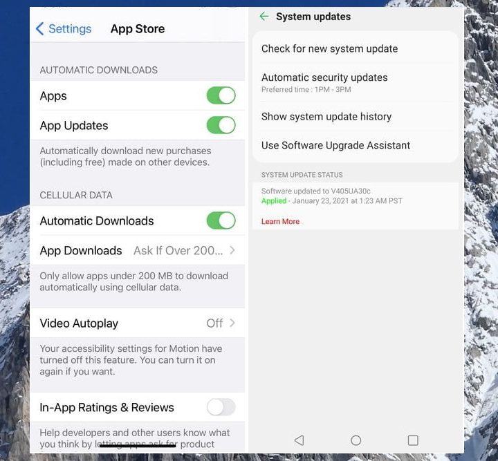 Pantallas de configuración de Actualizaciones en un iPhone