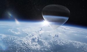 La ilustración muestra la cápsula Explorer volando en el espacio.