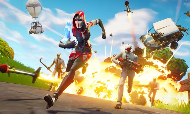 Personajes de Fortnite huyendo de una explosión, uno de los juegos que utilizan trazado de rayos.