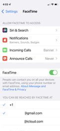 Configuración de FaceTime en iPhone 3