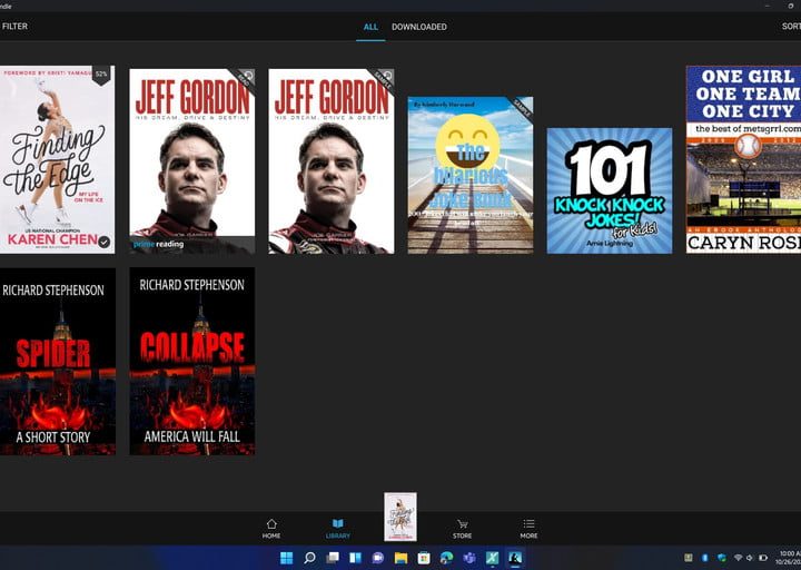 Libros en la aplicación Amazon Kindle en Windows 11, una de las mejores apps de Android