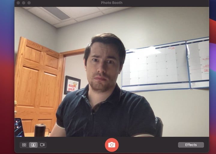 Una captura de pantalla de Photo Booth, la mejor manera de probar tu cámara web en Mac.