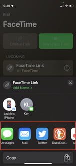 Pantalla de Face Time en un iPhone para hacer una llamada con Android o PC 2